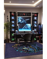 Captain Şönil Gamer Halısı Pamuk Tabanlı Yıkanabilen Kaymaz Genç Odası Oyuncu Gaming Halısı