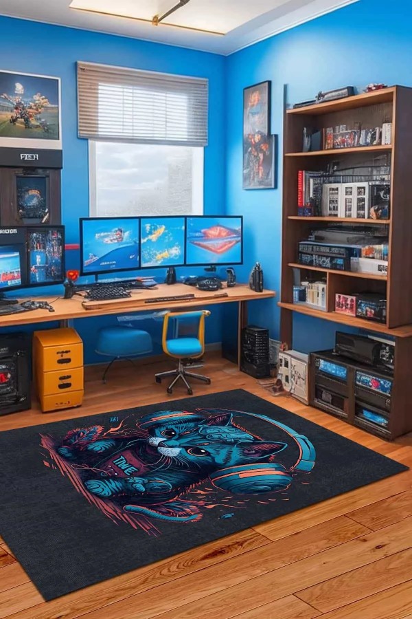 Catpeak Şönil Gamer Halısı Pamuk Tabanlı Yıkanabilen Kaymaz Genç Odası Oyuncu Gaming Halısı Catpeak Şönil Gamer Halısı Pamuk Tabanlı Yıkanabilen Kaymaz Genç Odası Oyuncu Gaming Halısı