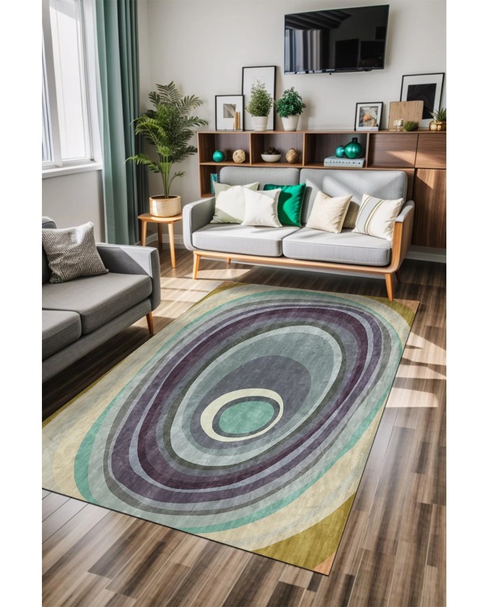 Reler Kadife Yıkanabilir Kaymaz Pamuk Tabanlı Antibakteriyel Salon Halısı