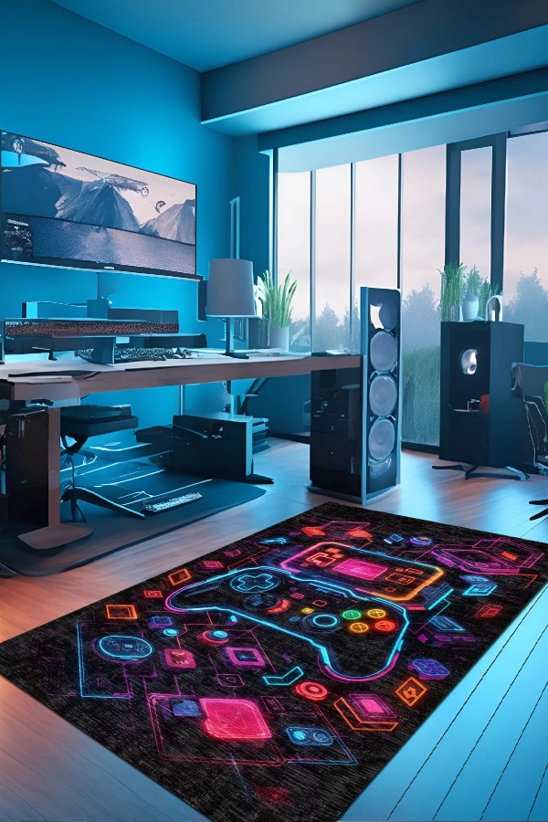 Console Şönil Gamer Halısı Pamuk Tabanlı Yıkanabilen Kaymaz Genç Odası Oyuncu Gaming Halısı Console Şönil Gamer Halısı Pamuk Tabanlı Yıkanabilen Kaymaz Genç Odası Oyuncu Gaming Halısı