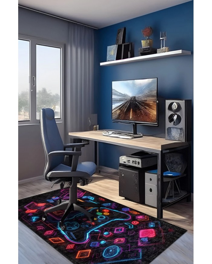 Console Şönil Gamer Halısı Pamuk Tabanlı Yıkanabilen Kaymaz Genç Odası Oyuncu Gaming Halısı