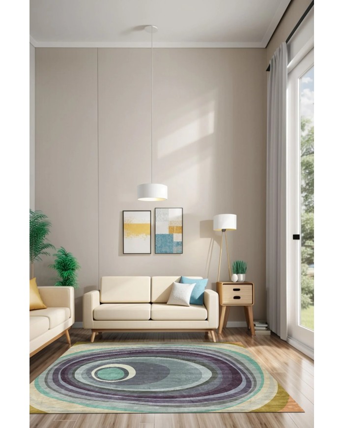 Reler Kadife Yıkanabilir Kaymaz Pamuk Tabanlı Antibakteriyel Salon Halısı