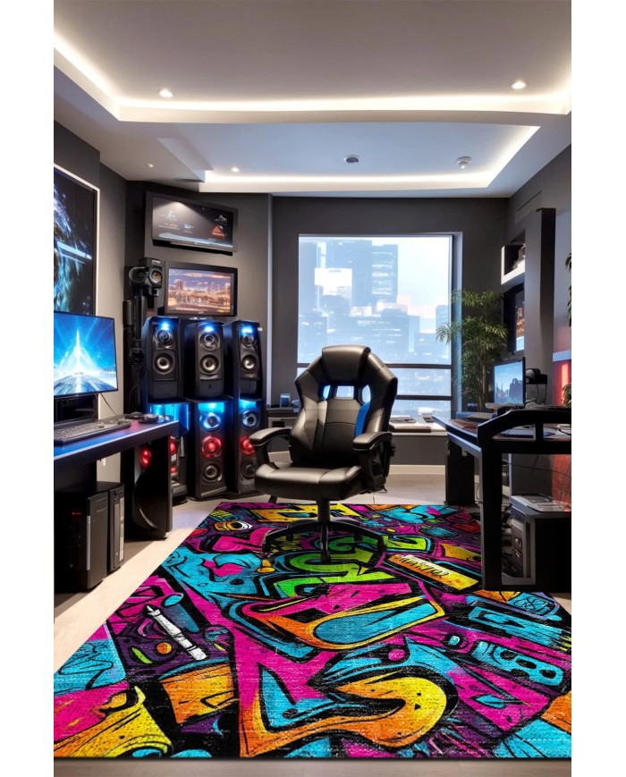 Culty Şönil Gamer Halısı Pamuk Tabanlı Yıkanabilen Kaymaz Genç Odası Oyuncu Gaming Halısı