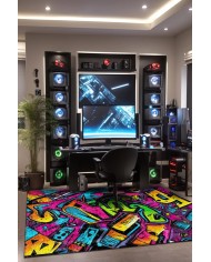 Culty Şönil Gamer Halısı Pamuk Tabanlı Yıkanabilen Kaymaz Genç Odası Oyuncu Gaming Halısı