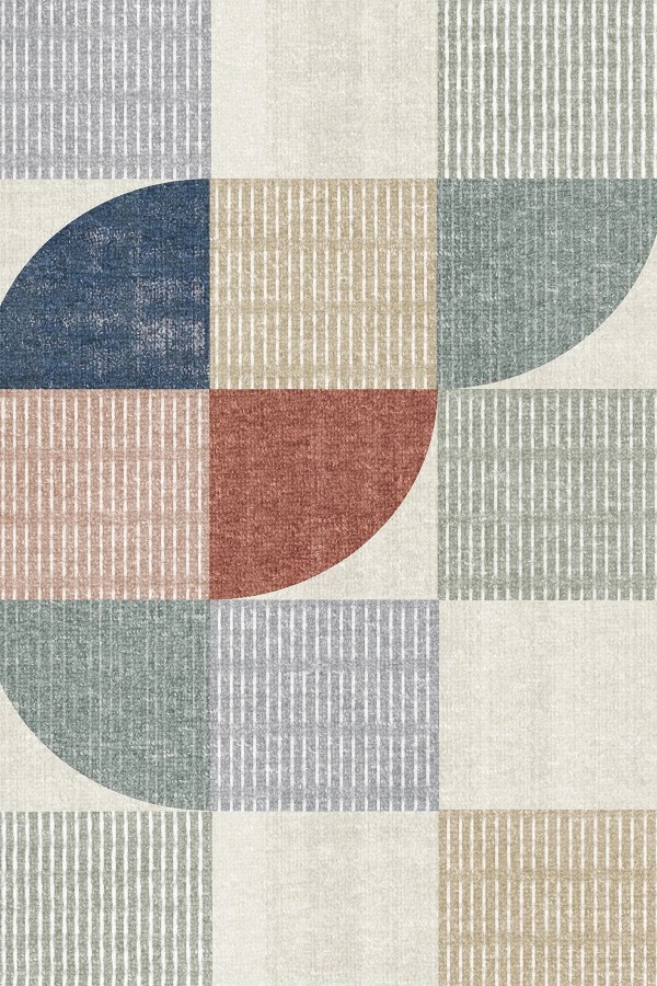 Dern Desenli Pamuk Tabanlı Yıkanabilen Kaymaz Antibakteriyel Şönil Salon Halısı