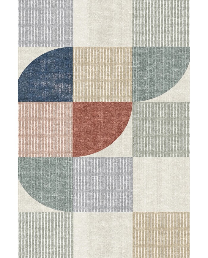 Dern Desenli Pamuk Tabanlı Yıkanabilen Kaymaz Antibakteriyel Şönil Salon Halısı