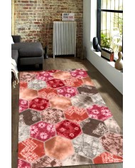 Devin Desenli Pamuk Tabanlı Yıkanabilen Kaymaz Antibakteriyel Şönil Salon Halısı