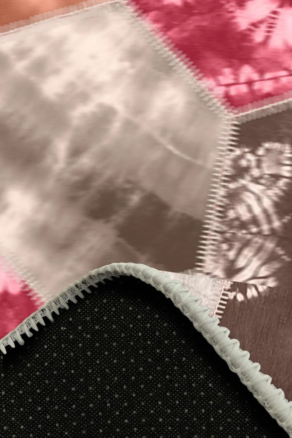 Devin Desenli Pamuk Tabanlı Yıkanabilen Kaymaz Antibakteriyel Şönil Salon Halısı