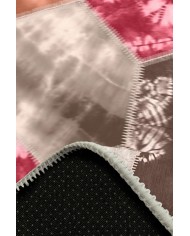 Devin Desenli Pamuk Tabanlı Yıkanabilen Kaymaz Antibakteriyel Şönil Salon Halısı