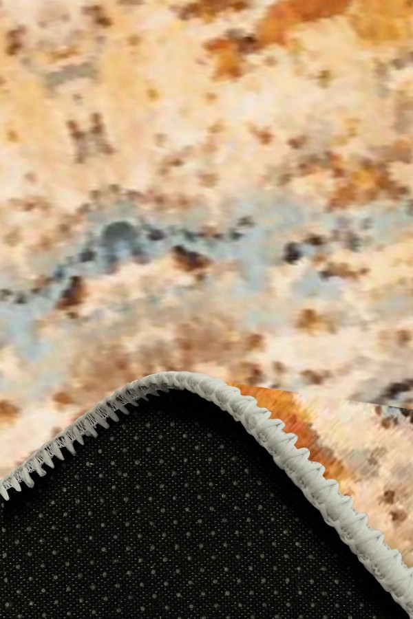 Dimitri Desenli Pamuk Tabanlı Yıkanabilen Kaymaz Antibakteriyel Şönil Salon Halısı