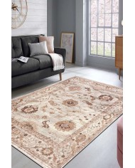 Doras Desenli Pamuk Tabanlı Yıkanabilen Kaymaz Antibakteriyel Şönil Salon Halısı