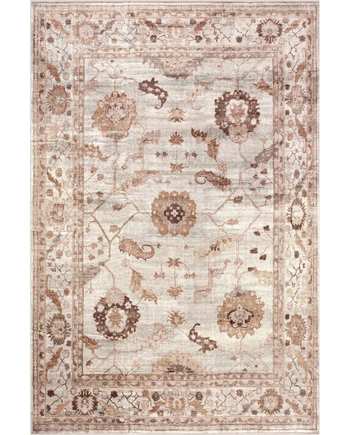 Doras Desenli Pamuk Tabanlı Yıkanabilen Kaymaz Antibakteriyel Şönil Salon Halısı