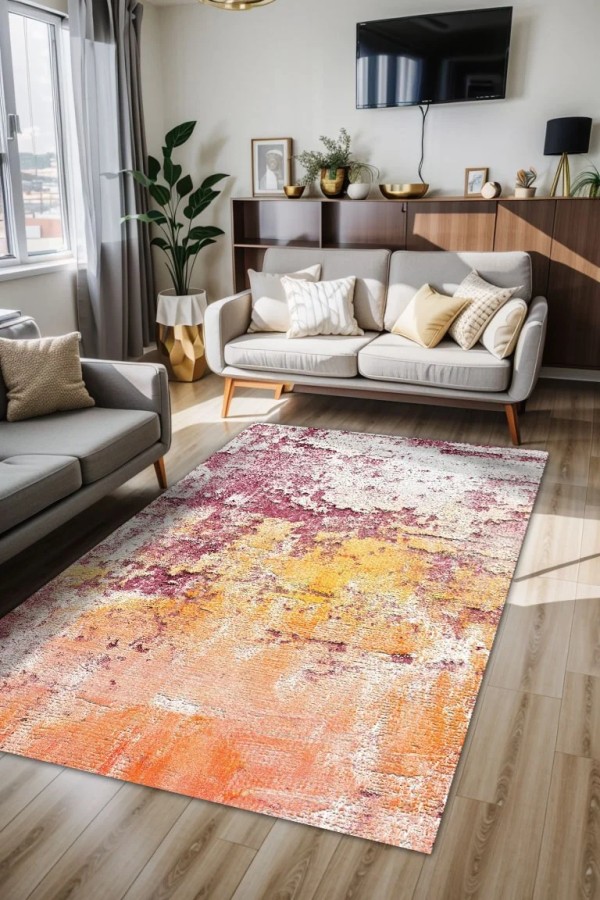 Sally Kadife Yıkanabilir Kaymaz Pamuk Tabanlı Antibakteriyel Salon Halısı