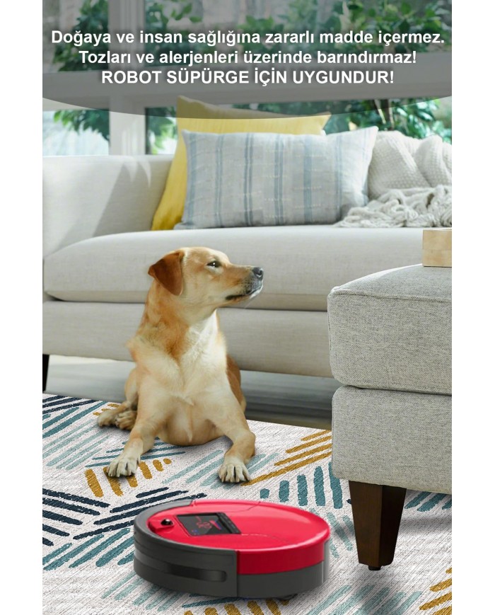 Elites Desenli Pamuk Tabanlı Yıkanabilen Kaymaz Antibakteriyel Şönil Salon Halısı