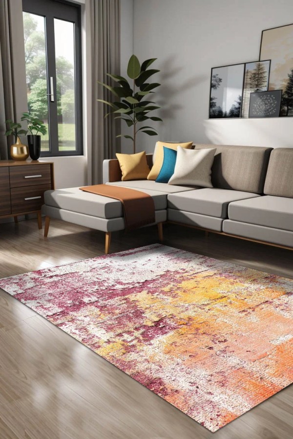 Sally Kadife Yıkanabilir Kaymaz Pamuk Tabanlı Antibakteriyel Salon Halısı