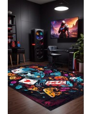 Dice Şönil Gamer Halısı Pamuk Tabanlı Yıkanabilen Kaymaz Genç Odası Oyuncu Gaming Halısı