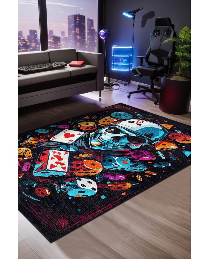 Dice Şönil Gamer Halısı Pamuk Tabanlı Yıkanabilen Kaymaz Genç Odası Oyuncu Gaming Halısı