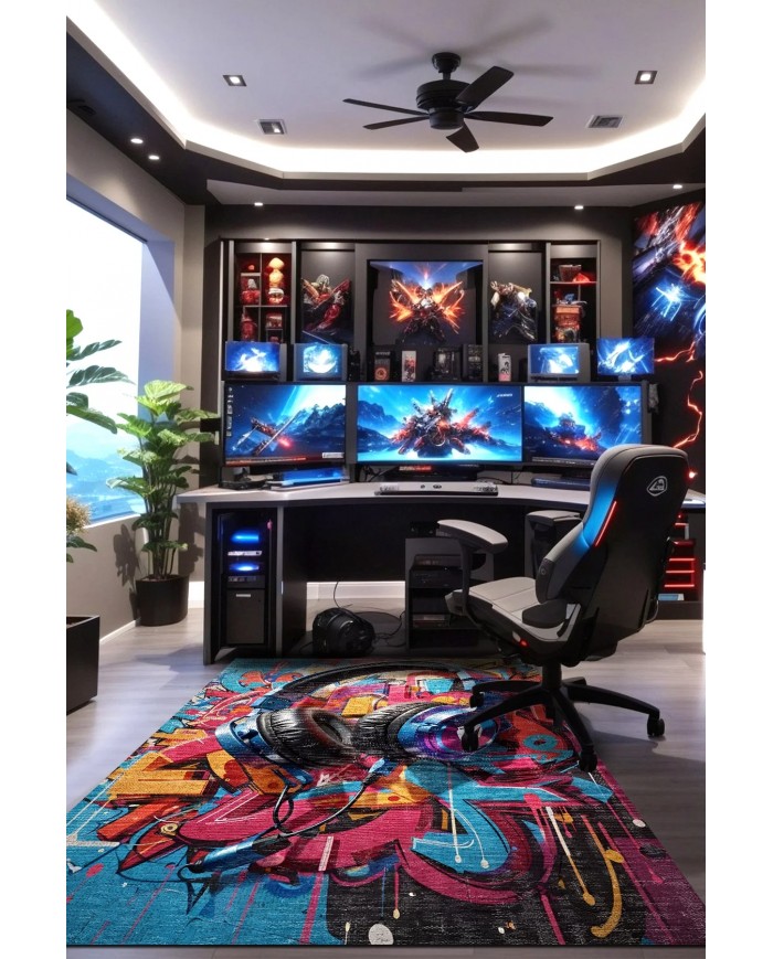 Earps Şönil Gamer Halısı Pamuk Tabanlı Yıkanabilen Kaymaz Genç Odası Oyuncu Gaming Halısı