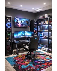 Earps Şönil Gamer Halısı Pamuk Tabanlı Yıkanabilen Kaymaz Genç Odası Oyuncu Gaming Halısı