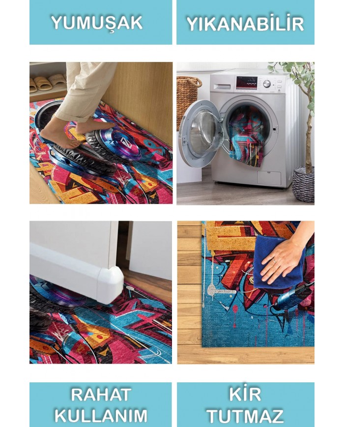 Earps Şönil Gamer Halısı Pamuk Tabanlı Yıkanabilen Kaymaz Genç Odası Oyuncu Gaming Halısı