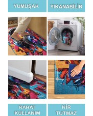 Earps Şönil Gamer Halısı Pamuk Tabanlı Yıkanabilen Kaymaz Genç Odası Oyuncu Gaming Halısı