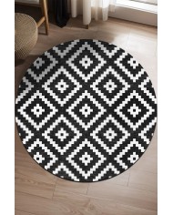 Elas Pamuk Tabanlı Yıkanabilen Kaymaz Antibakteriyel Şönil Yuvarlak Halı