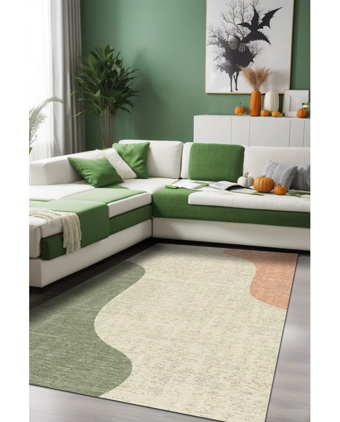 Epose Desenli Pamuk Tabanlı Yıkanabilen Kaymaz Antibakteriyel Şönil Salon Halısı