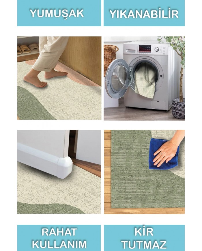 Epose Desenli Pamuk Tabanlı Yıkanabilen Kaymaz Antibakteriyel Şönil Salon Halısı