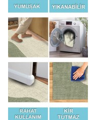 Epose Desenli Pamuk Tabanlı Yıkanabilen Kaymaz Antibakteriyel Şönil Salon Halısı