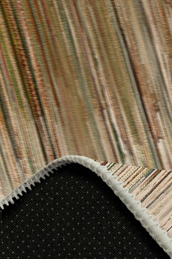 Erika Desenli Pamuk Tabanlı Yıkanabilen Kaymaz Antibakteriyel Şönil Salon Halısı