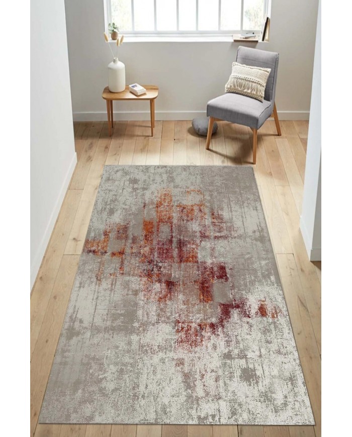 Erin  Desenli Pamuk Tabanlı Yıkanabilen Kaymaz Antibakteriyel Şönil Salon Halısı