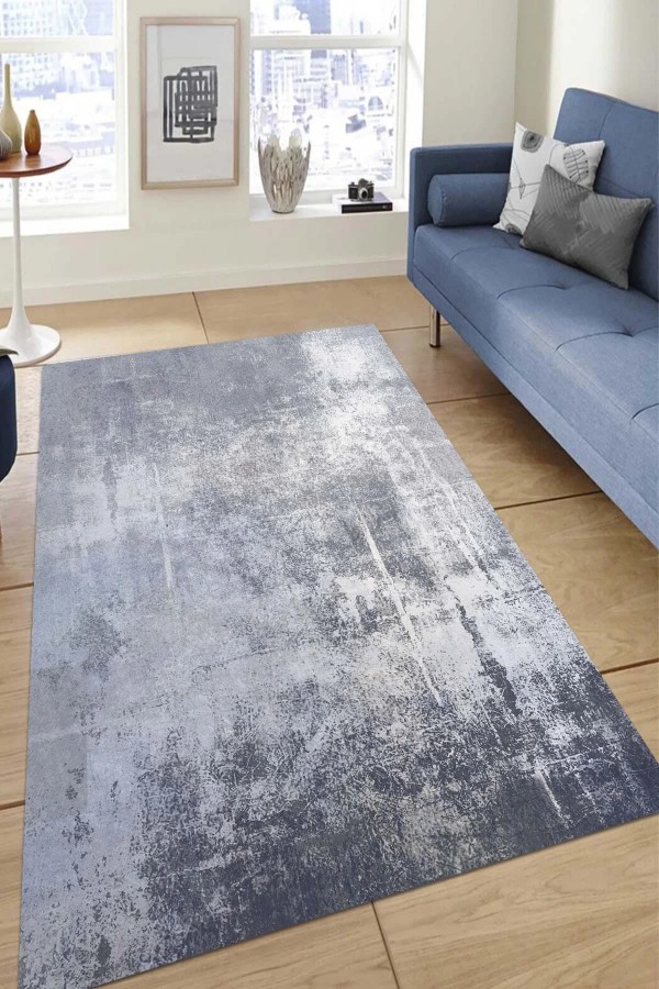 Evelin Desenli Pamuk Tabanlı Yıkanabilen Kaymaz Antibakteriyel Şönil Salon Halısı