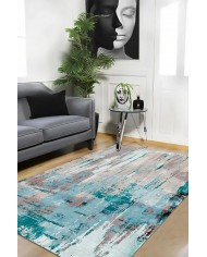 Fabiola Desenli Pamuk Tabanlı Yıkanabilen Kaymaz Antibakteriyel Şönil Salon Halısı