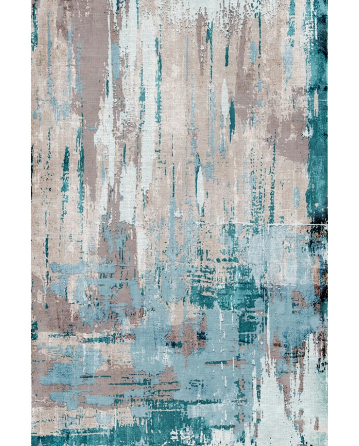 Fabiola Desenli Pamuk Tabanlı Yıkanabilen Kaymaz Antibakteriyel Şönil Salon Halısı