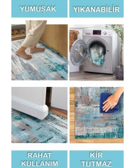 Fabiola Desenli Pamuk Tabanlı Yıkanabilen Kaymaz Antibakteriyel Şönil Salon Halısı