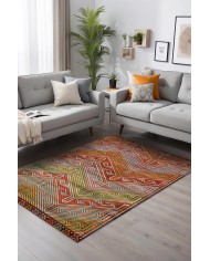 Gale Desenli Pamuk Tabanlı Yıkanabilen Kaymaz Antibakteriyel Şönil Salon Halısı