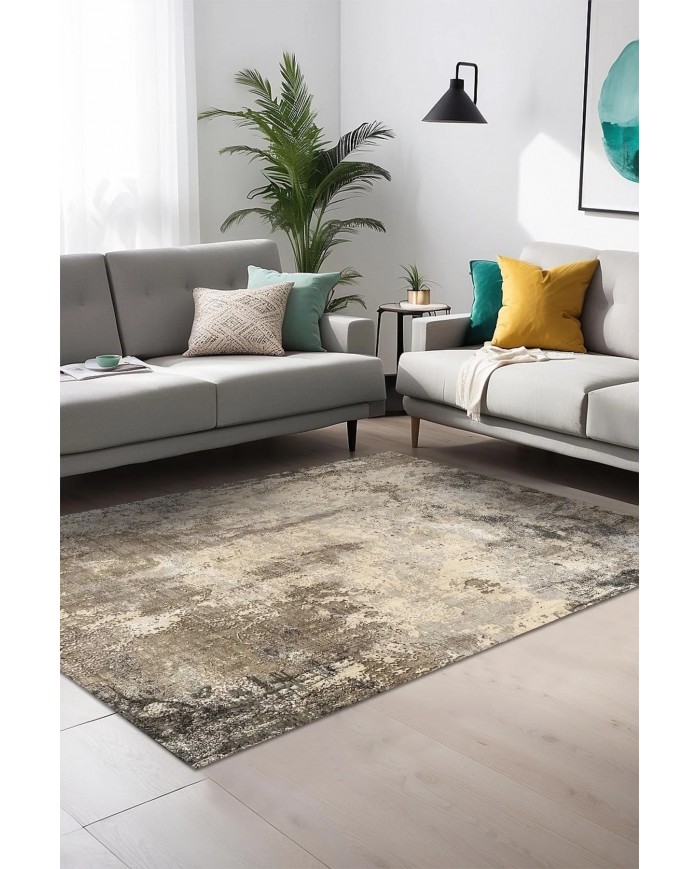 Gavin  Desenli Pamuk Tabanlı Yıkanabilen Kaymaz Antibakteriyel Şönil Salon Halısı