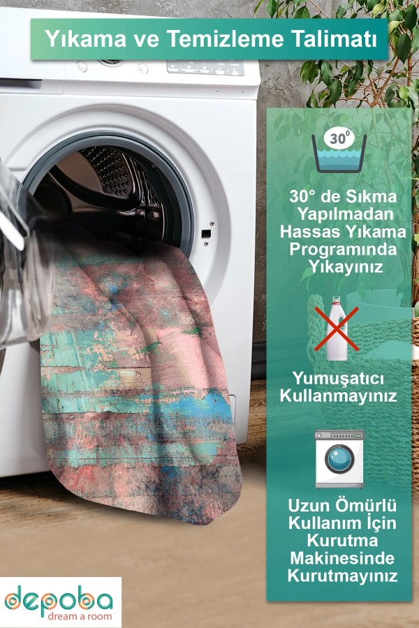 Starz Kadife Yıkanabilir Kaymaz Pamuk Tabanlı Antibakteriyel Salon Halısı