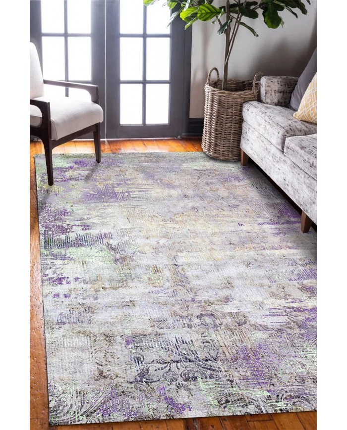 Arden Desenli Pamuk Tabanlı Yıkanabilen Kaymaz Antibakteriyel Şönil Salon Halısı