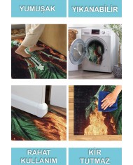 Flame Şönil Gamer Halısı Pamuk Tabanlı Yıkanabilen Kaymaz Genç Odası Oyuncu Gaming Halısı