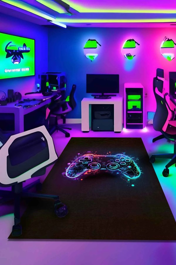 Funspot Şönil Gamer Halısı Pamuk Tabanlı Yıkanabilen Kaymaz Genç Odası Oyuncu Gaming Halısı Funspot Şönil Gamer Halısı Pamuk Tabanlı Yıkanabilen Kaymaz Genç Odası Oyuncu Gaming Halısı