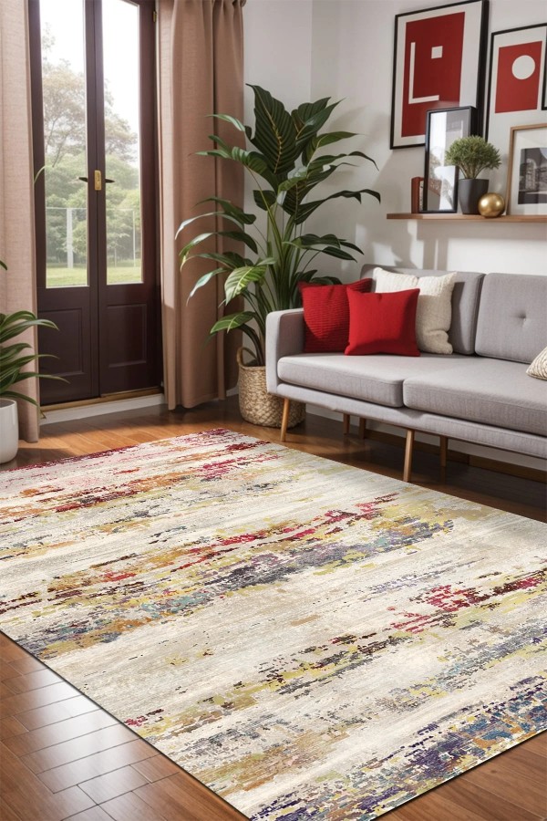 Zane Kadife Yıkanabilir Kaymaz Pamuk Tabanlı Antibakteriyel Salon Halısı