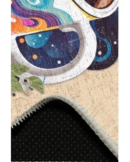 Galaxy Pamuk Tabanlı Yıkanabilen Kaymaz Antibakteriyel Şönil Yuvarlak Mutfak Halısı