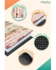 Zane Kadife Yıkanabilir Kaymaz Pamuk Tabanlı Antibakteriyel Salon Halısı