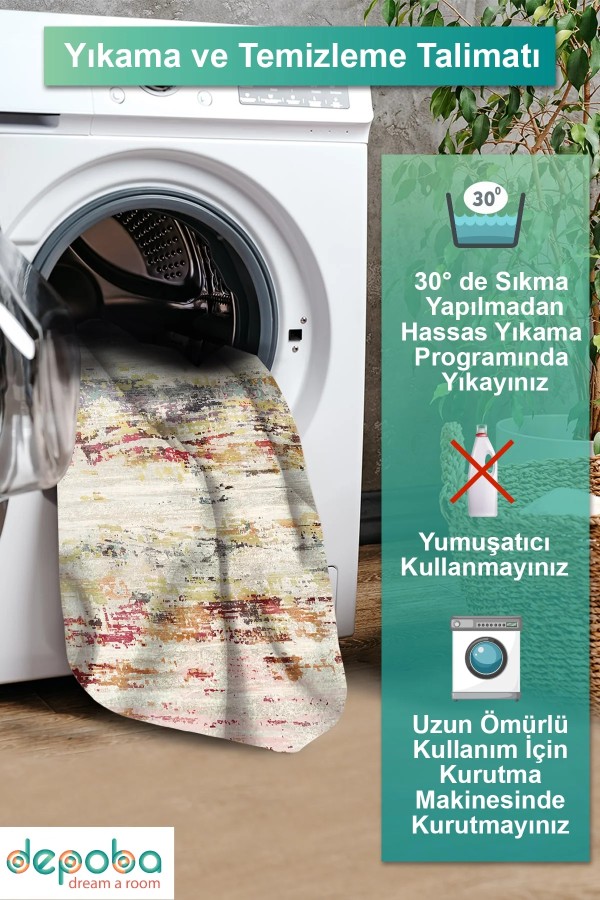 Zane Kadife Yıkanabilir Kaymaz Pamuk Tabanlı Antibakteriyel Salon Halısı