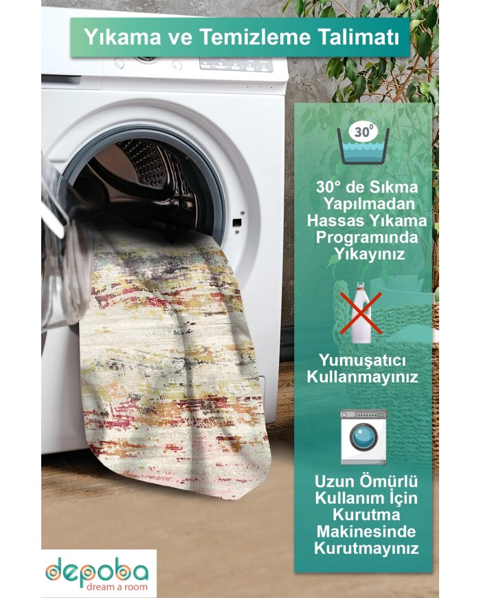 Zane Kadife Yıkanabilir Kaymaz Pamuk Tabanlı Antibakteriyel Salon Halısı