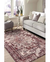 Giah Desenli Pamuk Tabanlı Yıkanabilen Kaymaz Antibakteriyel Şönil Salon Halısı