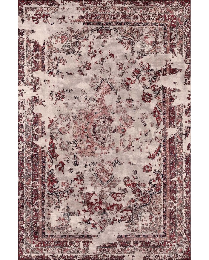 Giah Desenli Pamuk Tabanlı Yıkanabilen Kaymaz Antibakteriyel Şönil Salon Halısı