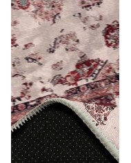 Giah Desenli Pamuk Tabanlı Yıkanabilen Kaymaz Antibakteriyel Şönil Salon Halısı