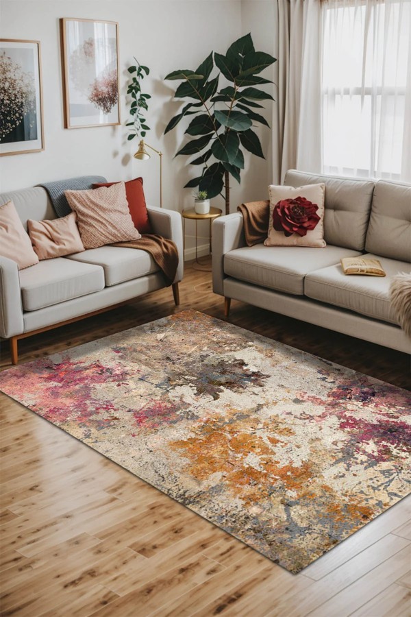 Anton Kadife Yıkanabilir Kaymaz Pamuk Tabanlı Antibakteriyel Salon Halısı